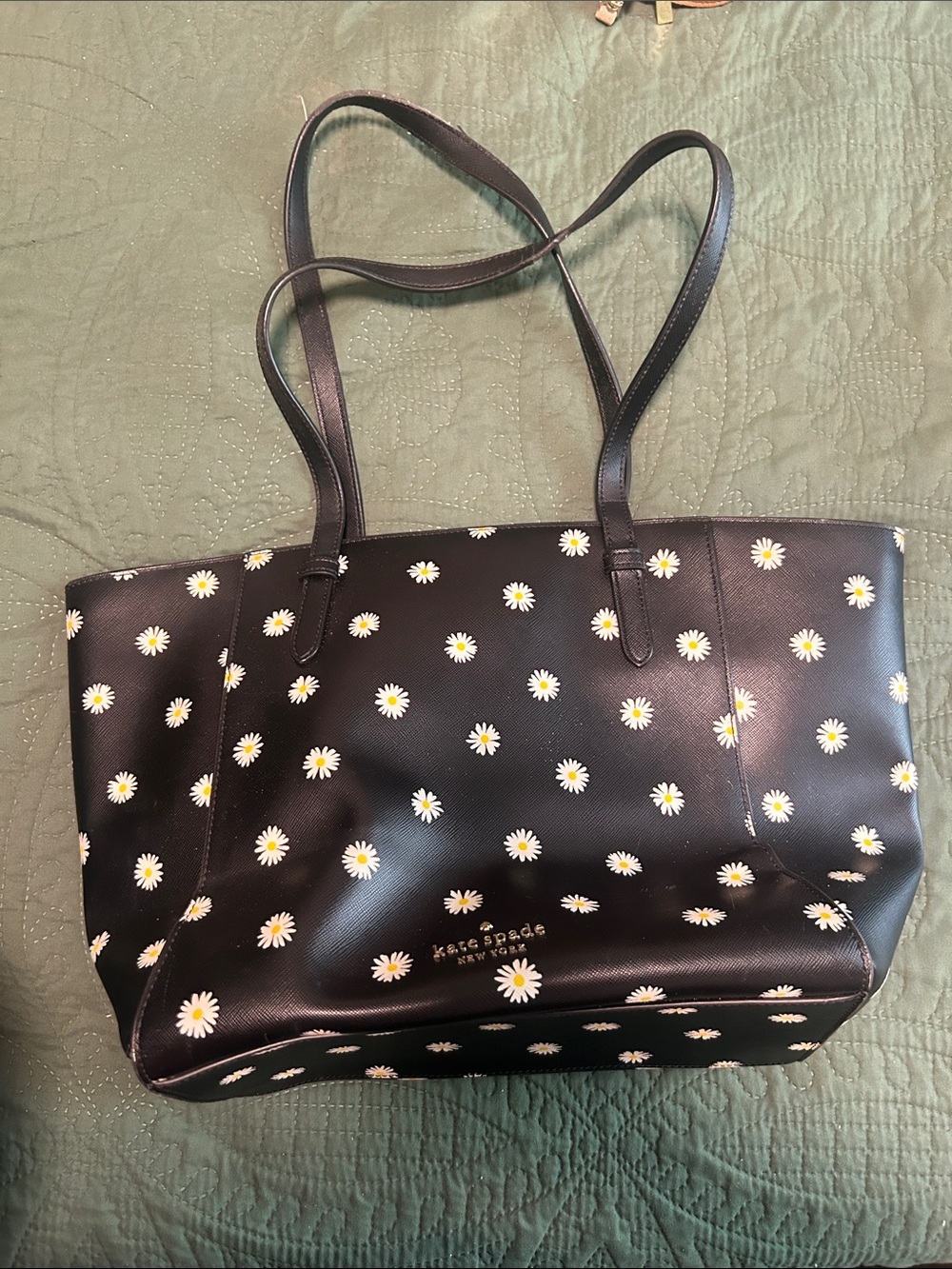 kate spade black daisy print tote